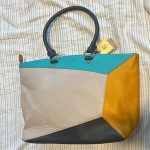Milano Women's Turquoise and Beige Shoulder Bag